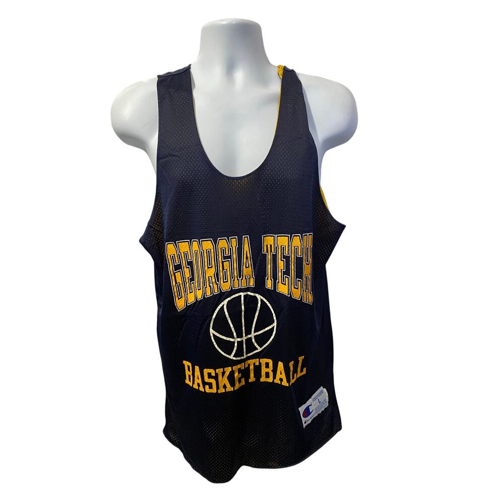 VINTAGE CHAMPION GEORGIA TECH JERSEY — #33 Yellow Jackets Blue Men's Large